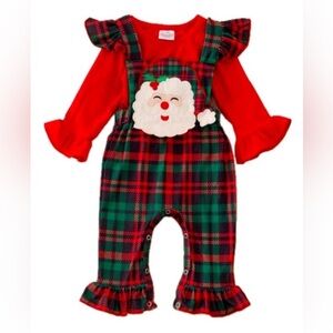 Festive Santa Plaid Baby Romper 6/12 months